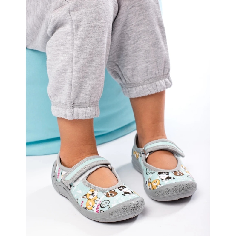 SHELOVET Dětské pantofle do školky s 3F pejsky modrý 2