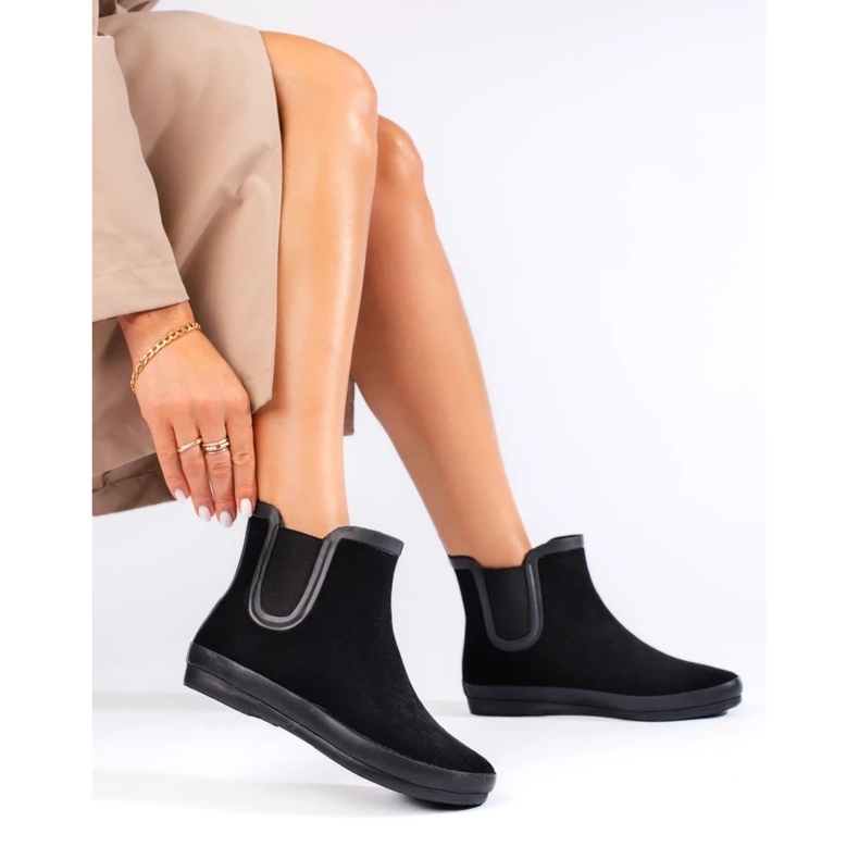 W. Potocki Semišové černé holínky zateplené černé Potocki černá 1