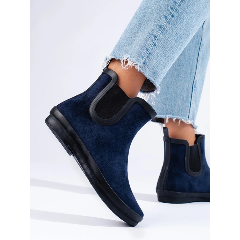 W. Potocki Semišové zateplené holínky tmavě modré od Potocki modrý 1