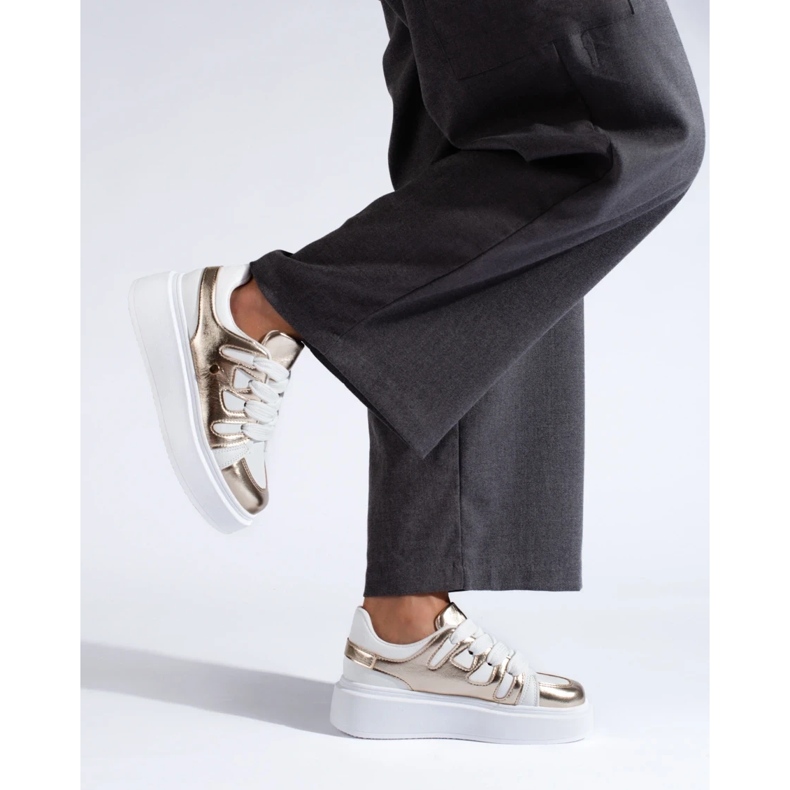 Zlato-bílé tenisky na vysoké platformě od Shelovet bílý 2