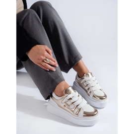 Zlato-bílé tenisky na vysoké platformě od Shelovet bílý 1