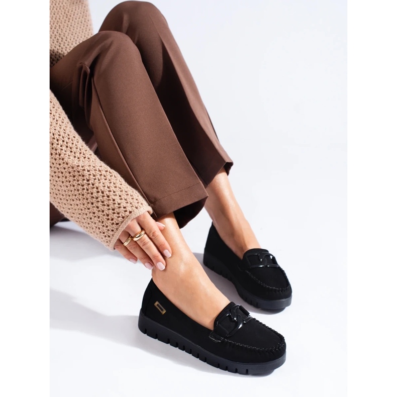 Goodin Semišové černé mokasíny se silnou podrážkou černá 1