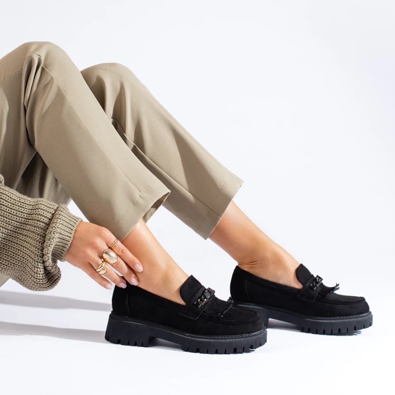 Dámské černé semišové mokasíny Shelovet černá 2