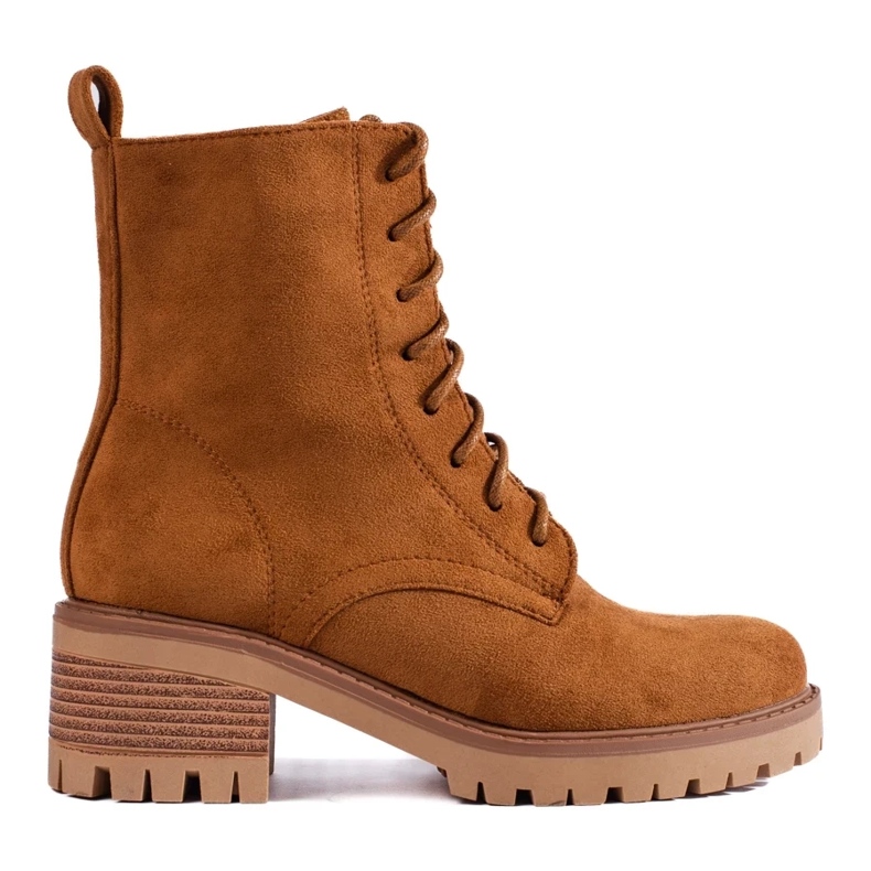 Hnědé dámské šněrovací kotníkové boty Shelovet hnědý 2