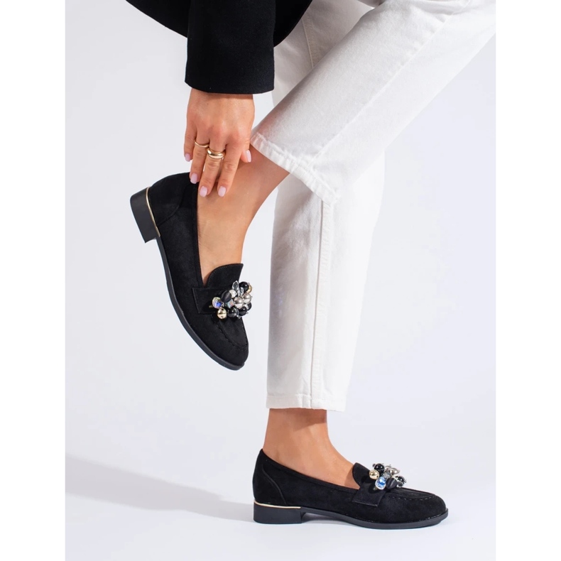 Černé dámské lordy s krystaly Shelovet černá 2