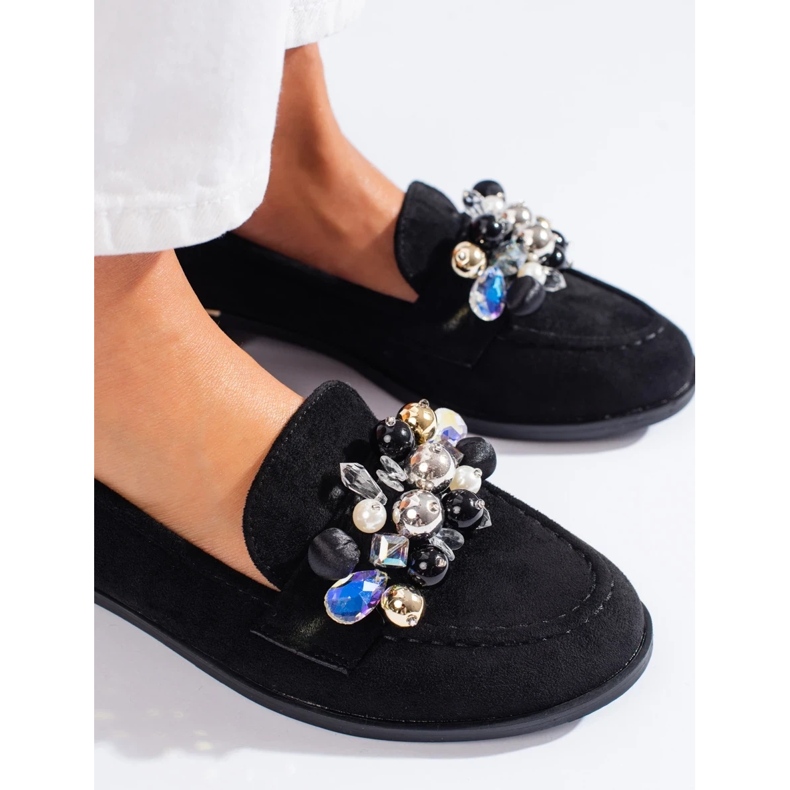 Černé dámské lordy s krystaly Shelovet černá 1