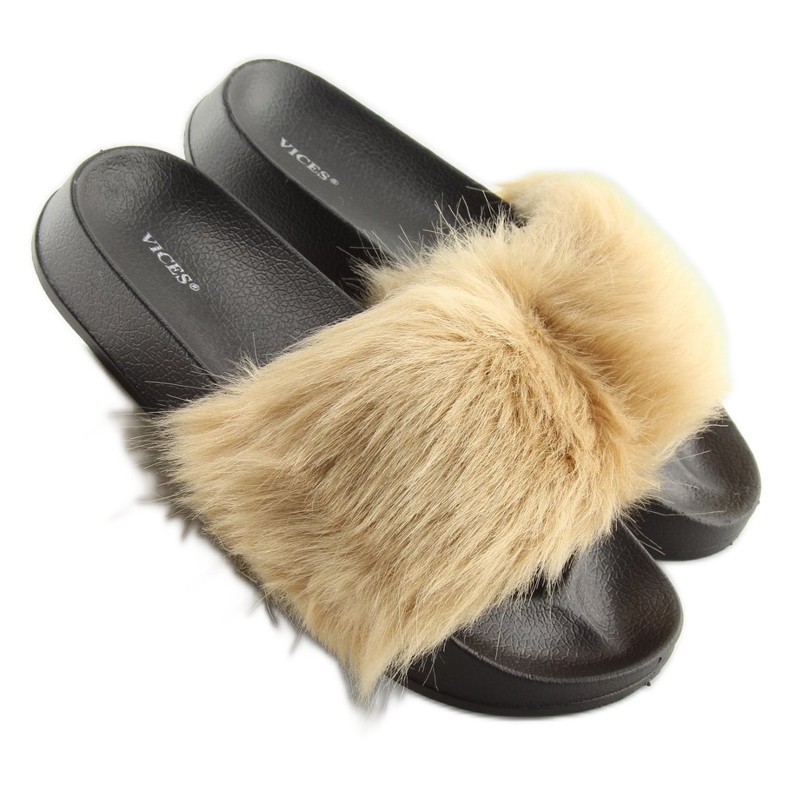 Béžové kožešinové pantofle S36 béžové béžový 2 Béžové kožešinové pantofle S36 béžové béžový 2