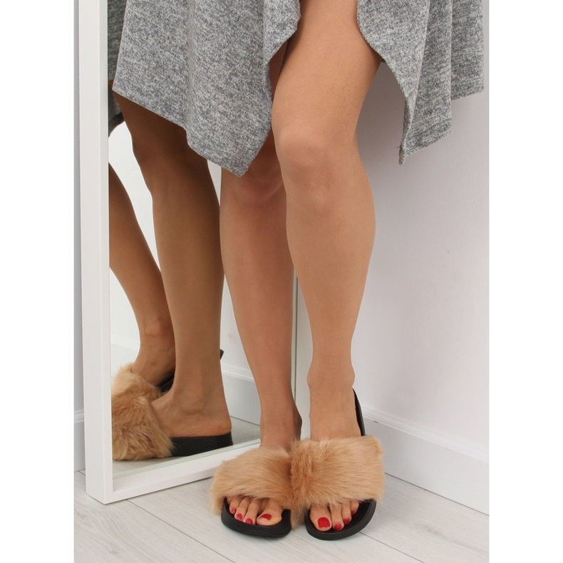 Béžové kožešinové pantofle S36 béžové béžový 1 Béžové kožešinové pantofle S36 béžové béžový 1