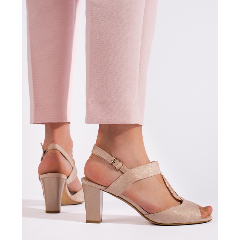 Goodin Dámské zlaté sandály na vysokém podpatku zlatý 2