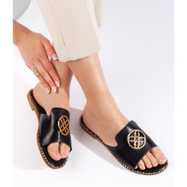 Černé dámské ploché skluzavky černý 2