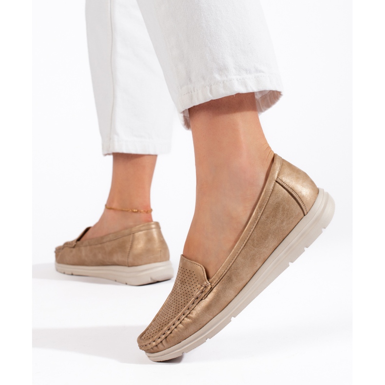 Dámské zlaté mokasíny zlatý 2