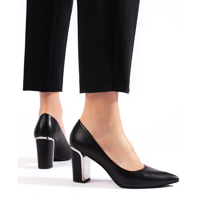 Černé dámské lodičky na vysokém podpatku černá 2