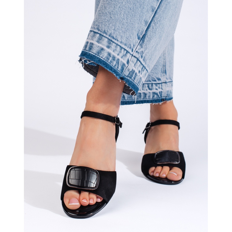 Černé elegantní sandály na vysokém podpatku značky Sergio Leone černá 2