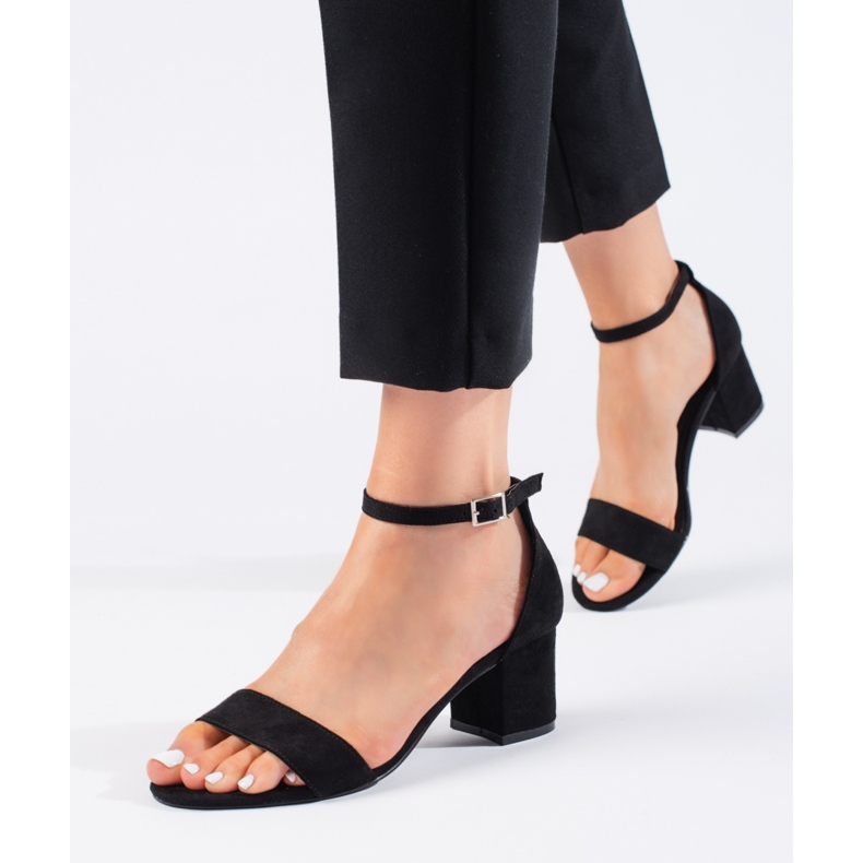 Seastar Černé semišové sandály na vysokém podpatku černá 2