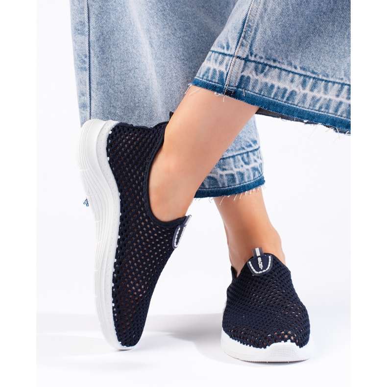 Prolamované slip-on tmavě modré sportovní boty modrý 2
