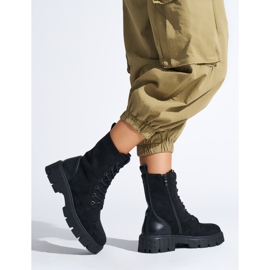 Černé dámské šněrovací pracovní boty černý 1