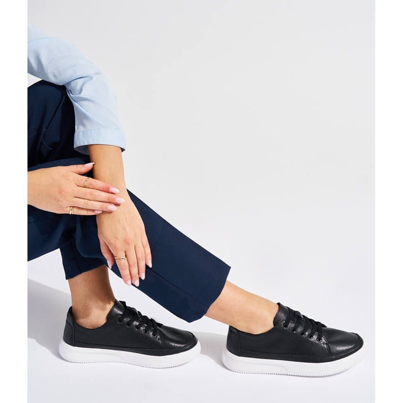 Kožené prolamované černé tenisky Sergio Leone černá 1