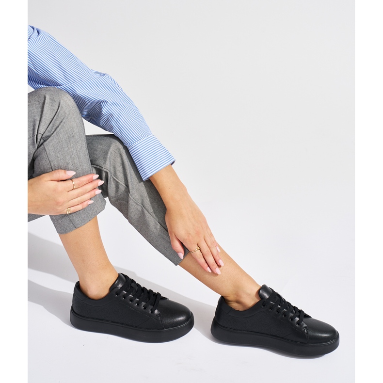 Sergio Leone Černá kůže svázaná sportovní tenisky dámské SP014 1