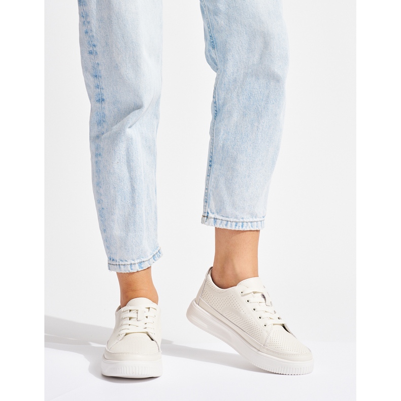 Kožené prolamované bílé tenisky Sergio Leone bílý 1