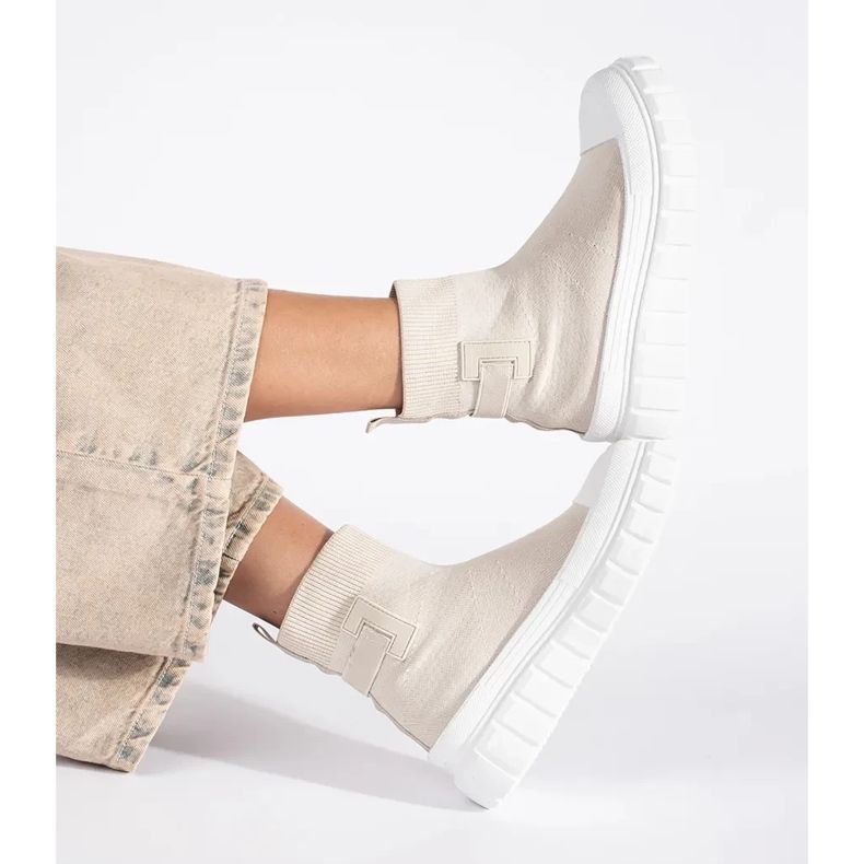 Seastar Světle béžové tenisky na vysoké platformě béžový 1