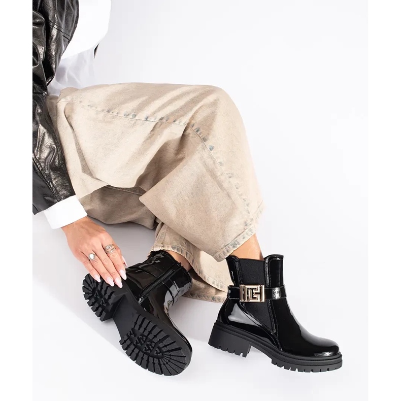 Seastar Dámské boty Chelsea s černým patentem černá 1