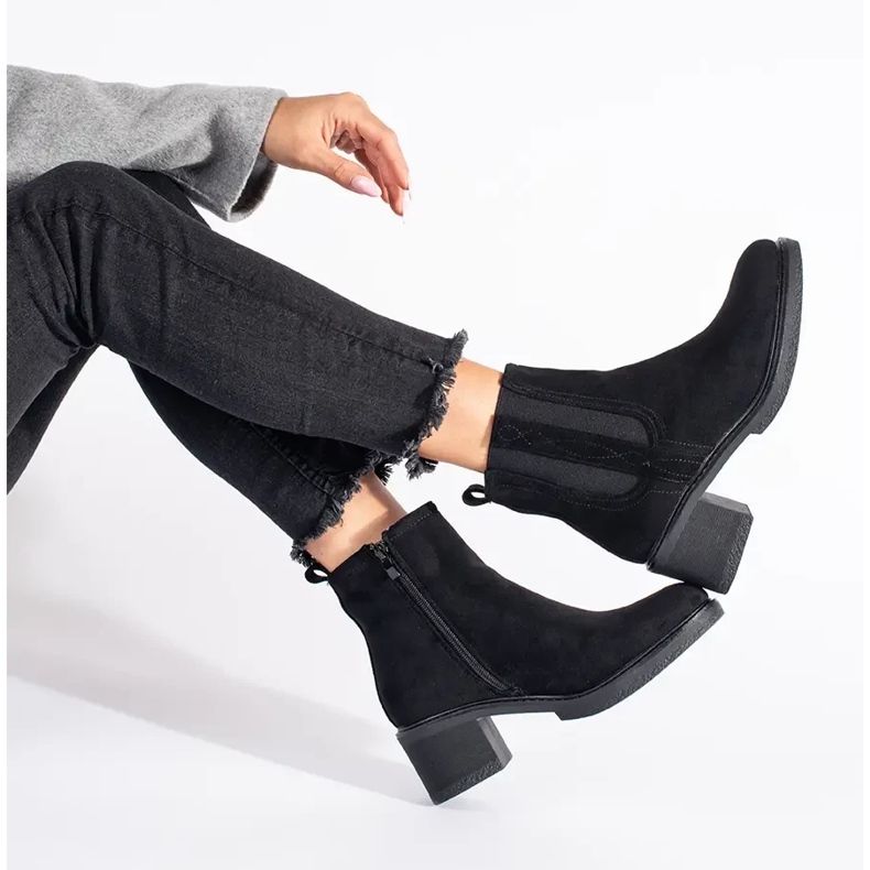 Seastar Černé semišové boty Jodhpur na sloupku černá 1