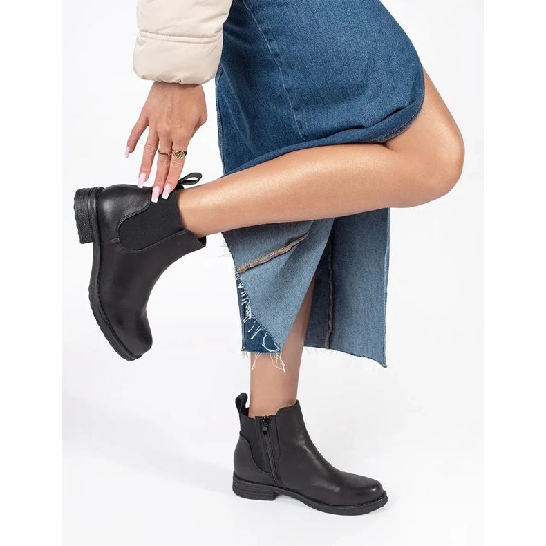 Dámské černé ploché boty Chelsea černá 1