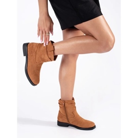 Dámské hnědé semišové kovbojské boty hnědý 1