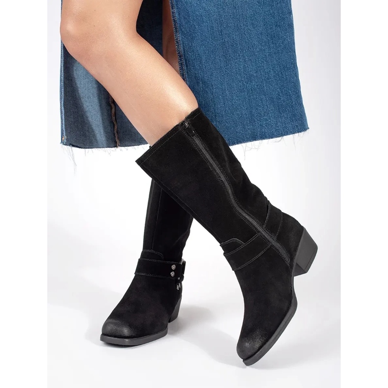 Dámské černé kožené kovbojské boty značky Sergio Leone černá 1