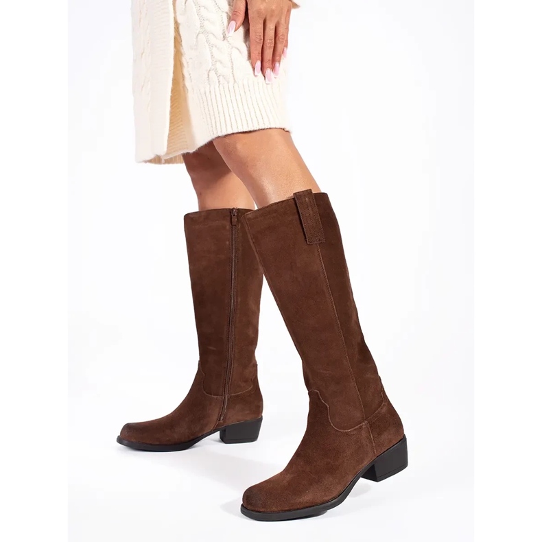 Hnědé zateplené dámské kozačky Sergio Leone hnědý 1