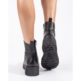 Kožené černé kotníkové boty se silnou podrážkou Sergio Leone černá 1