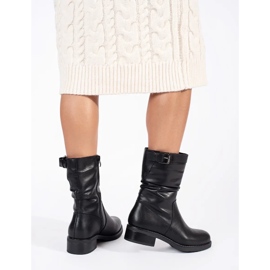 Sergio Leone Černé kožené zateplené dámské kotníkové boty černá 2