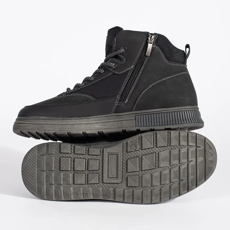 Černé zateplené pánské vysoké zimní boty černá 1