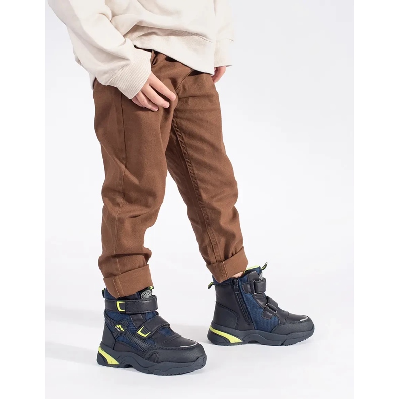 Námořnické modré zateplené chlapecké kozačky modrý 1