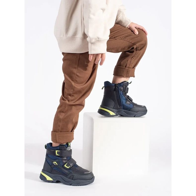 Námořnické modré zateplené chlapecké kozačky modrý 2