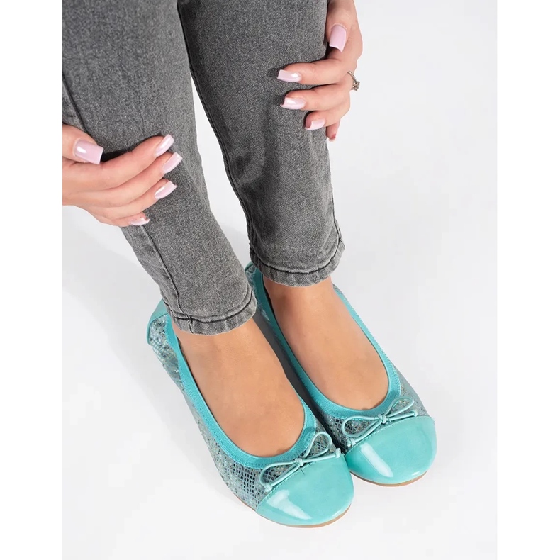 Modré balerínky s hadím vzorem a mašlí modrý 1