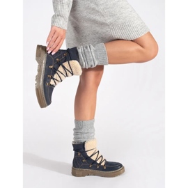 Goodin Námořnicky modré, zateplené, šněrovací boty s ovčí kožešinou modrý 1 Goodin Námořnicky modré, zateplené, šněrovací boty s ovčí kožešinou modrý 1