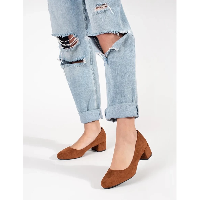 Sergio Leone Světle hnědá semišová čerpadla na sloupku hnědý 1