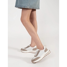 Goodin Kožená sportovní boty na otevřené díře na tlusté podrážce bílé bílý 1 Goodin Kožená sportovní boty na otevřené díře na tlusté podrážce bílé bílý 1