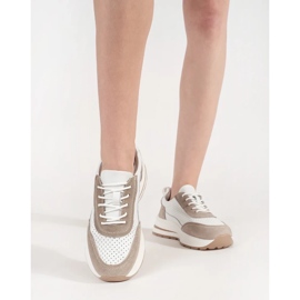 Goodin Kožená sportovní boty na otevřené díře na tlusté podrážce bílé bílý 2 Goodin Kožená sportovní boty na otevřené díře na tlusté podrážce bílé bílý 2