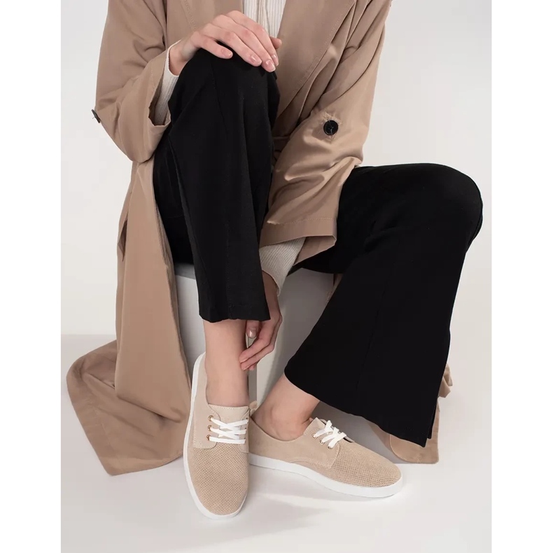 Goodin Béžové tenisky z přírodní kůže béžový 1