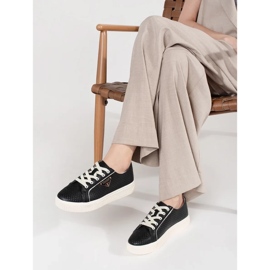 Goodin Na plošině černé kožené tenisky černá 1 Goodin Na plošině černé kožené tenisky černá 1