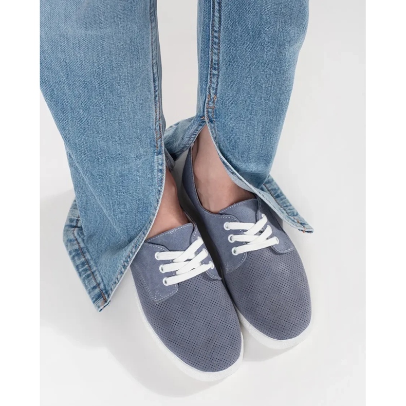 Goodin Modré tenisky s otevřeným dílem vyrobené z přírodní kůže modrý 1