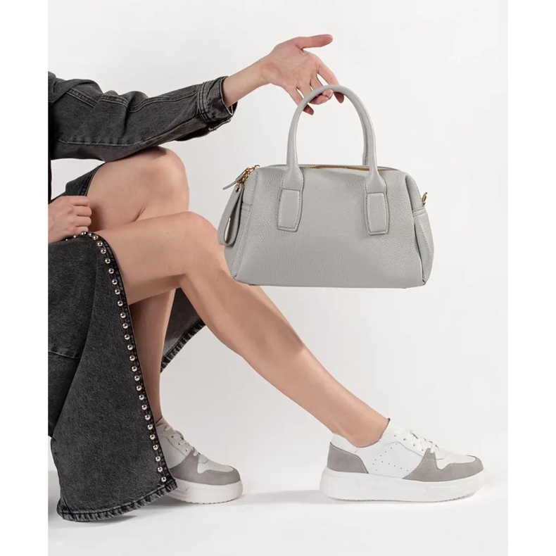 Goodin Bílé kožené tenisky na platformě bílý 1