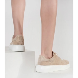 Goodin Béžové kožené tenisky na husté podrážce béžový 1 Goodin Béžové kožené tenisky na husté podrážce béžový 1