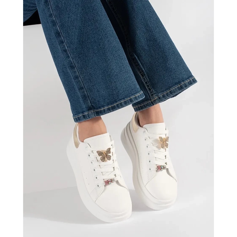 Bílé tenisky na platformě s kolíkem bílý 2
