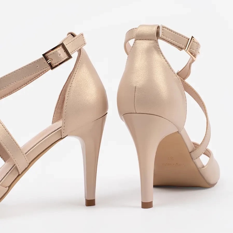 Dámské sandály na patách Sergio Leone Pearl béžový 2