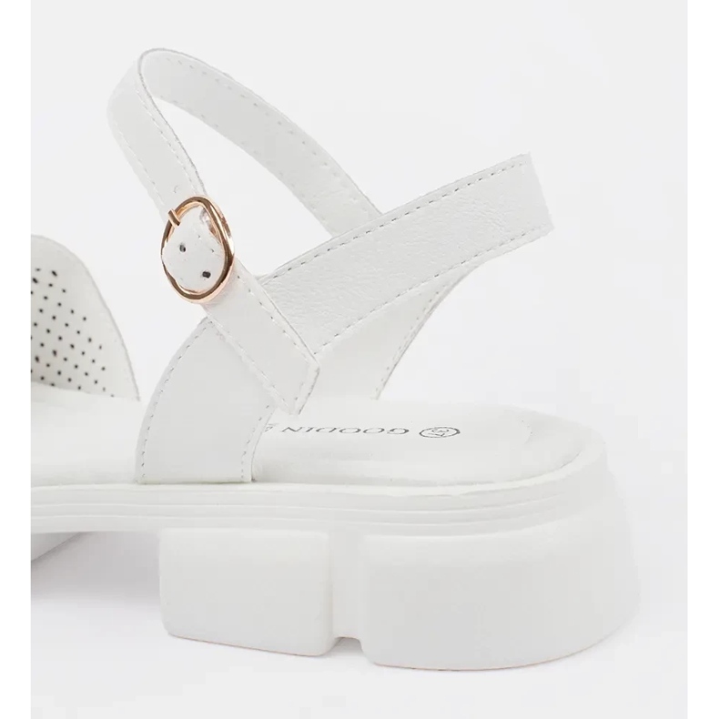Goodin White Openwork Dámské sandály na platformě s ozdobou bílý 1