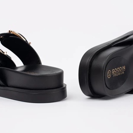 Goodin Černé ploché žabky s spony černá 1