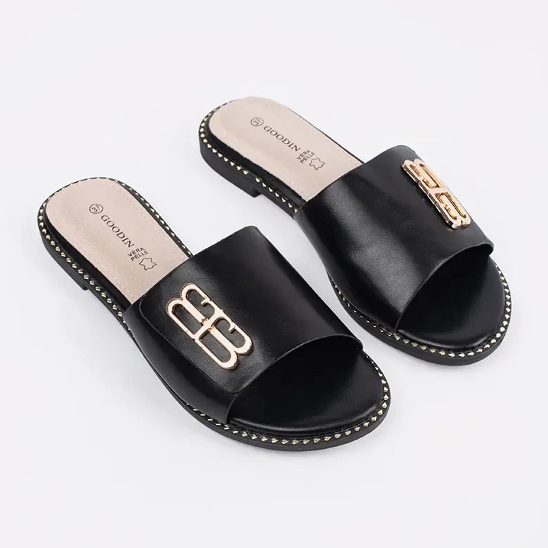 Goodin Stipéry černých žen na ploché podrážce s ozdobou černá 1 Goodin Stipéry černých žen na ploché podrážce s ozdobou černá 1